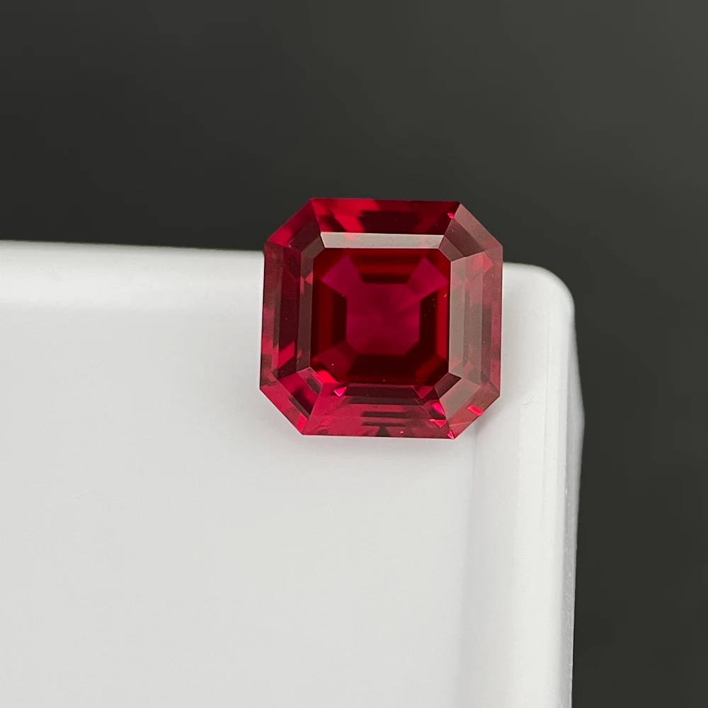 Wholesale Synthetic Ruby Gemstone Square Asscher 4x4mm-12x12mm Lab Created Ruby Loose Stone