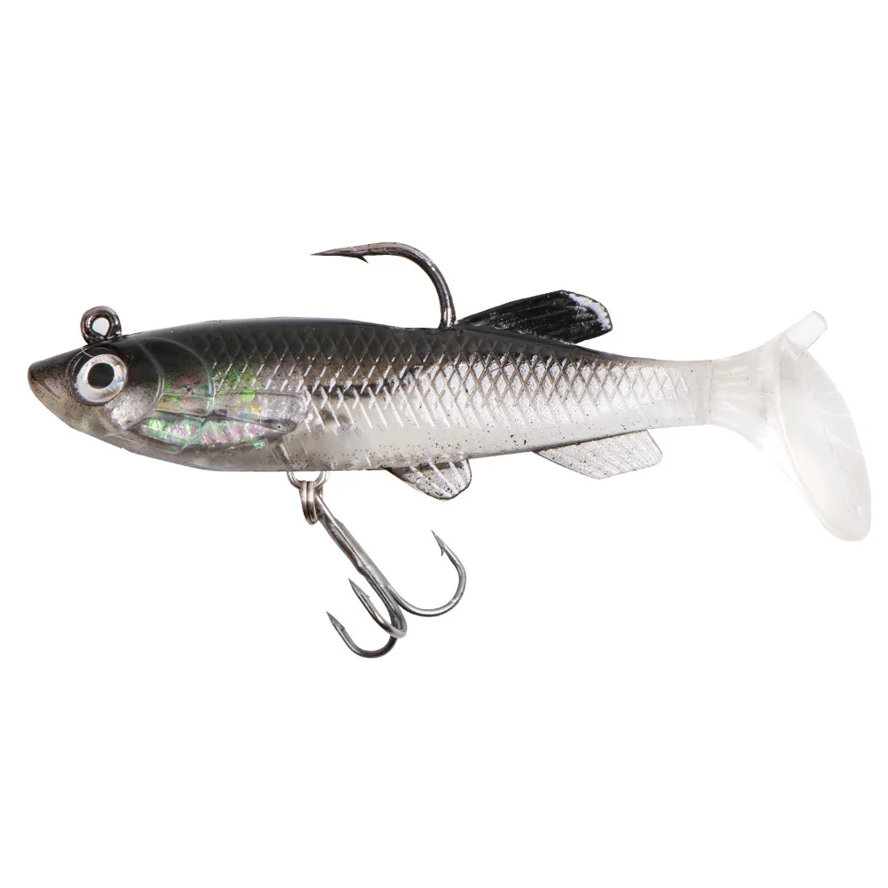 wholesale 9cm 12.5g jig head tungsten soft plastic t tail jig soft lure pescaria pike bass fishing gear