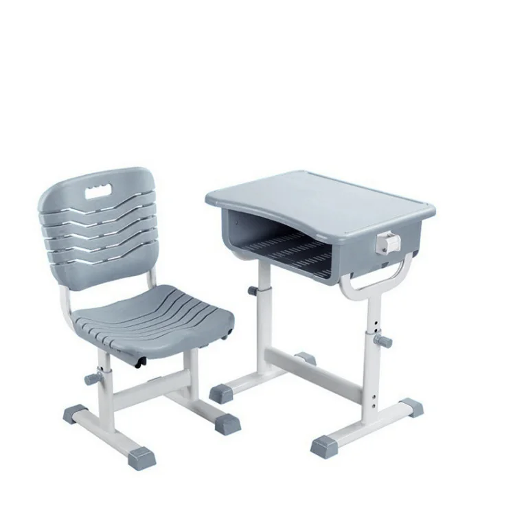 College Students Desk School Furniture Metal Frame Classroom Table And Chair Set with Hook