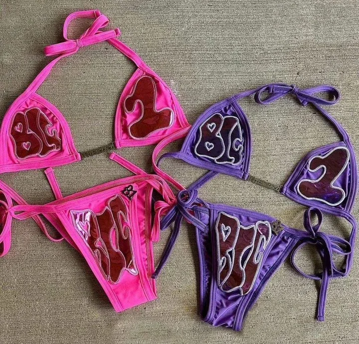 HL designer fashion high quality two piece bikini set women wholesale high waist neoprene swimwear solid logo custom swimsuit