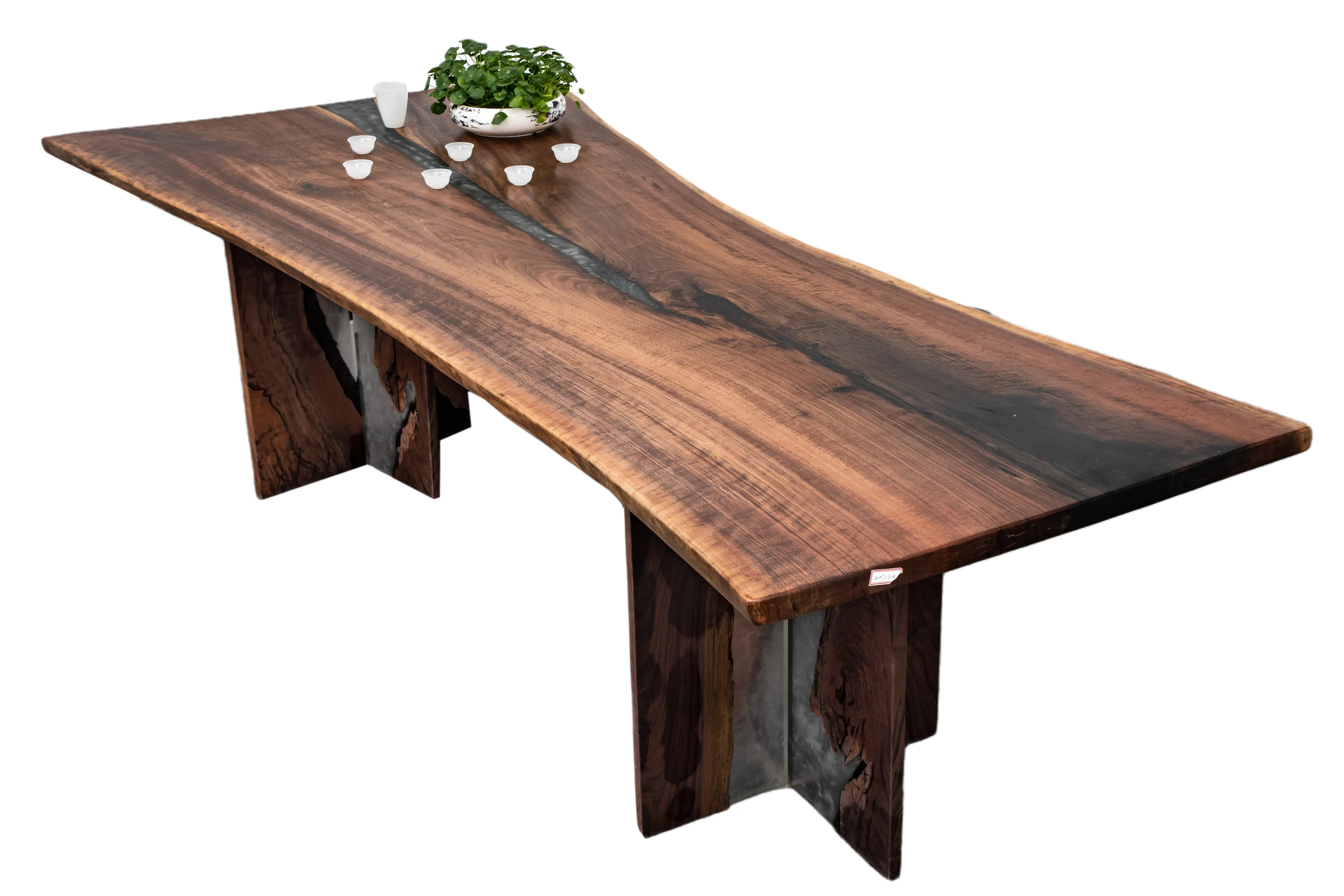 
Office and restaurant furniture solid black walnut slab table with live edge for dining room 