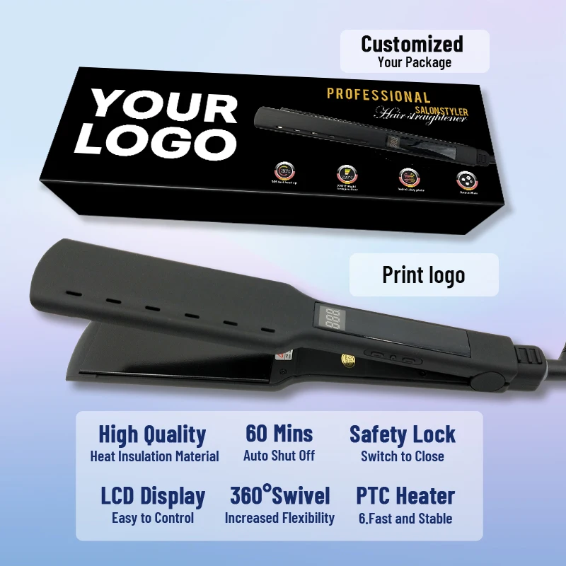 Custom Logo Private Label Packaging Titanium Flat Iron,Hair Curlers Ceramic Flat Iron,Hot Salon Tools Vendor Hair Straightener