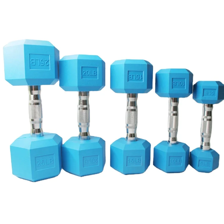 China Wholesale Bright Color Hot Selling Pvc Resin Gym Hexagonal Dumbbells