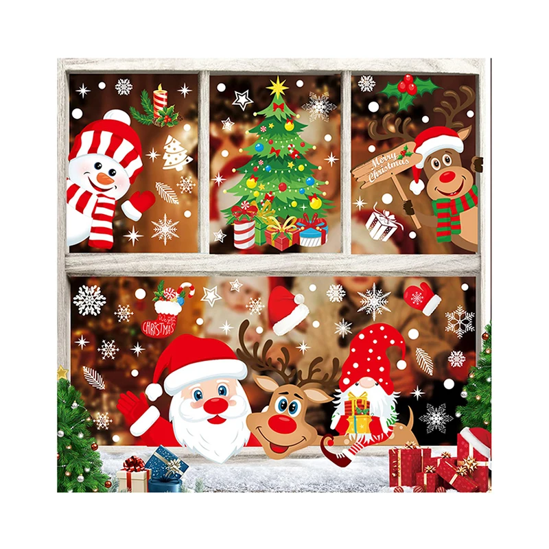 2023 рекламные Рождественские декоративные прозрачные виниловые наклейки с непромокаемые стеклянные логотипом на окна