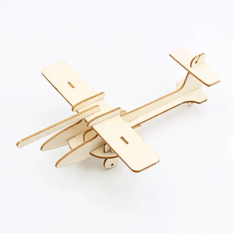 New design wooden diy taxiing aircraft 3D puzzle steam educational handmade toys for kids