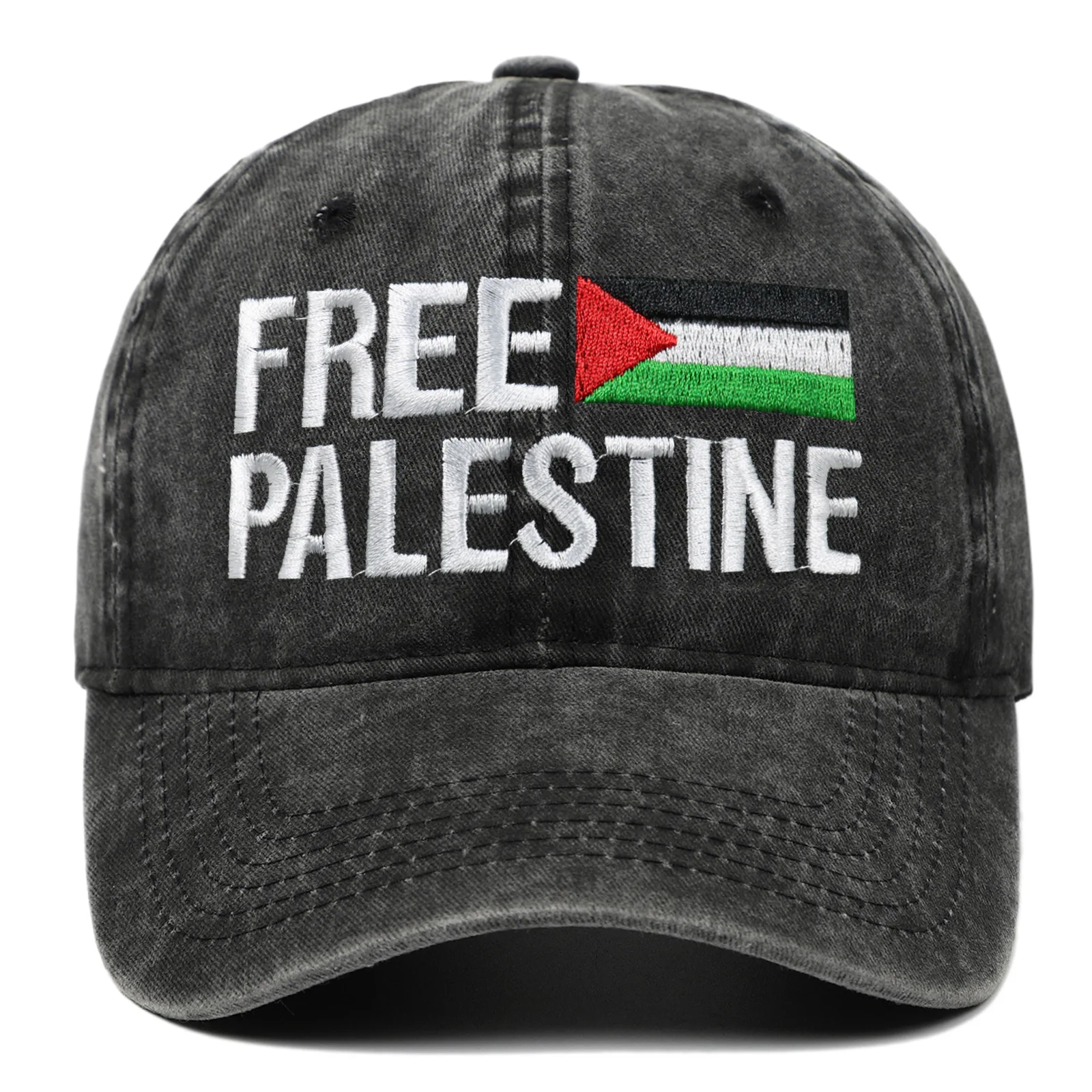 New Design Adjustable Embroidered Cotton Baseball Cowboy Hat Palestine Hat with Wide Brim