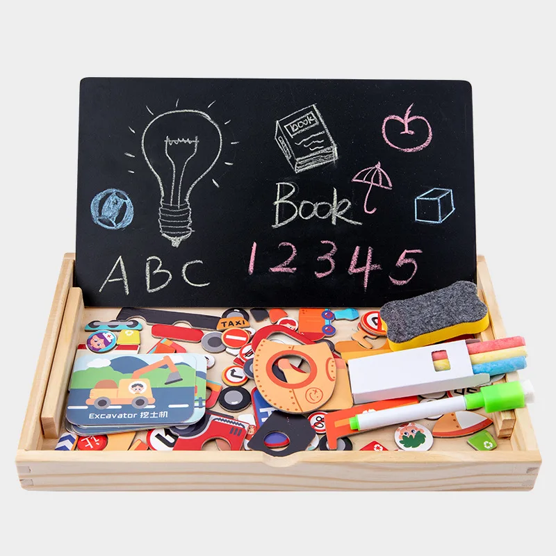 Puzzles Game to Toddlers Drawing Board early Childhood Education Puzzle Animals Wooden DIY Baby Magnetic Puzzles Toys Art FREE