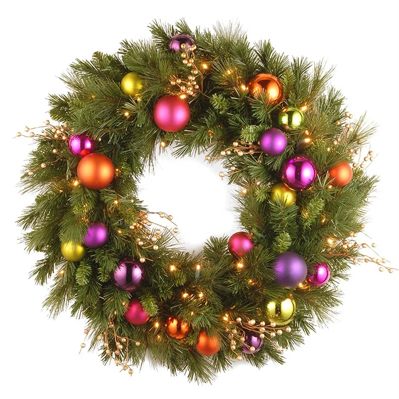 Wholesale handcraft indoor decorations easter egg artificial autumn leaves 3d christmas wreath light