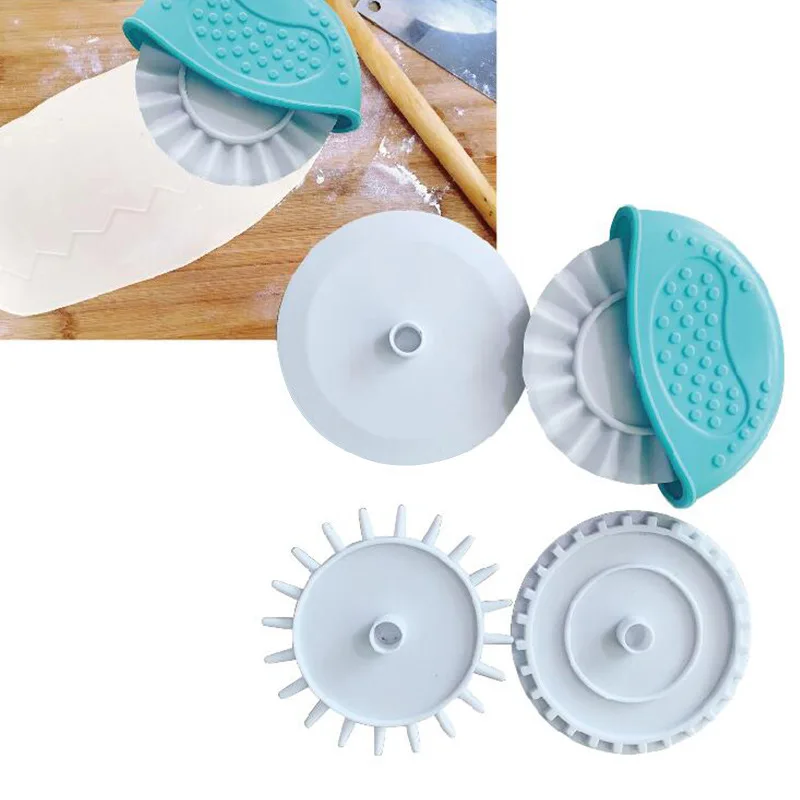 Homesun  4pcs Pastry Dough Cook Cutter Pizza Pie Decoration Gadget Plastic Wheel Rolling Cutter