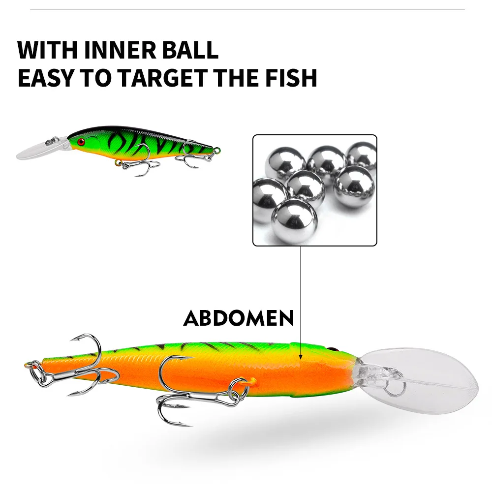 Pike Bait 10.5g 12cm Floating Pencil Bait Hook Saltwater Fish