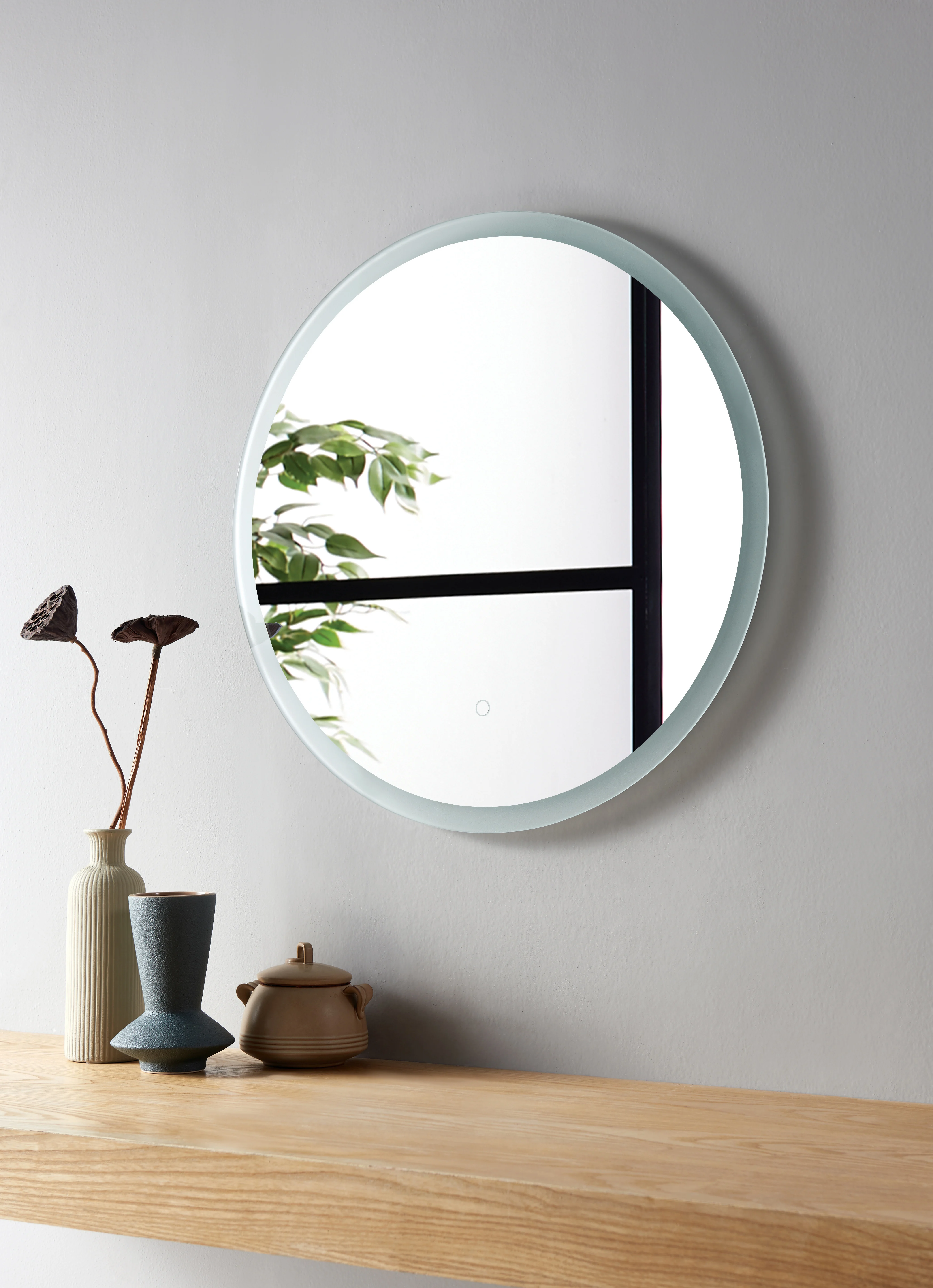 Round Frameless smart LED mirror with anti-fog function wall lamp for mirror in bathroom