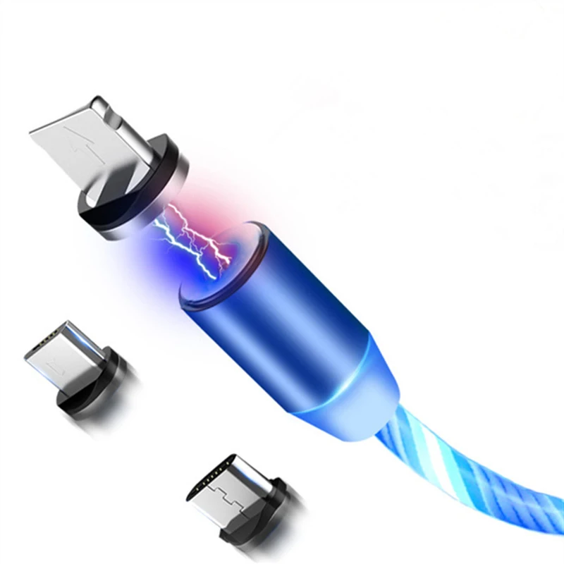 Magnetic Fast Charging USB Cable Flowing Light Phone Accessories Cable USB Led Luminous Micro Data Cable for iphone 13 14