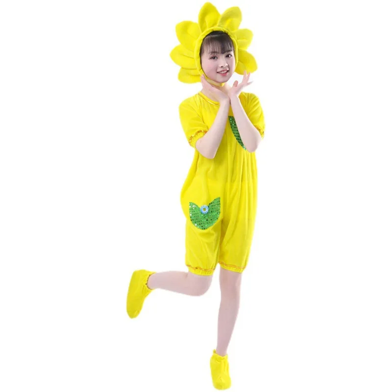 Halloween Costumes Sunflower Cosplay School Performance wear Show For Kids Boys Girls Sun flower Plant Cosplay Costumes