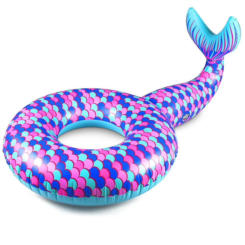 Swimming Circle Pool Ring Float Mermaid Tail Ride On Pool Raft Lounge Water Sport Lie Down Toys