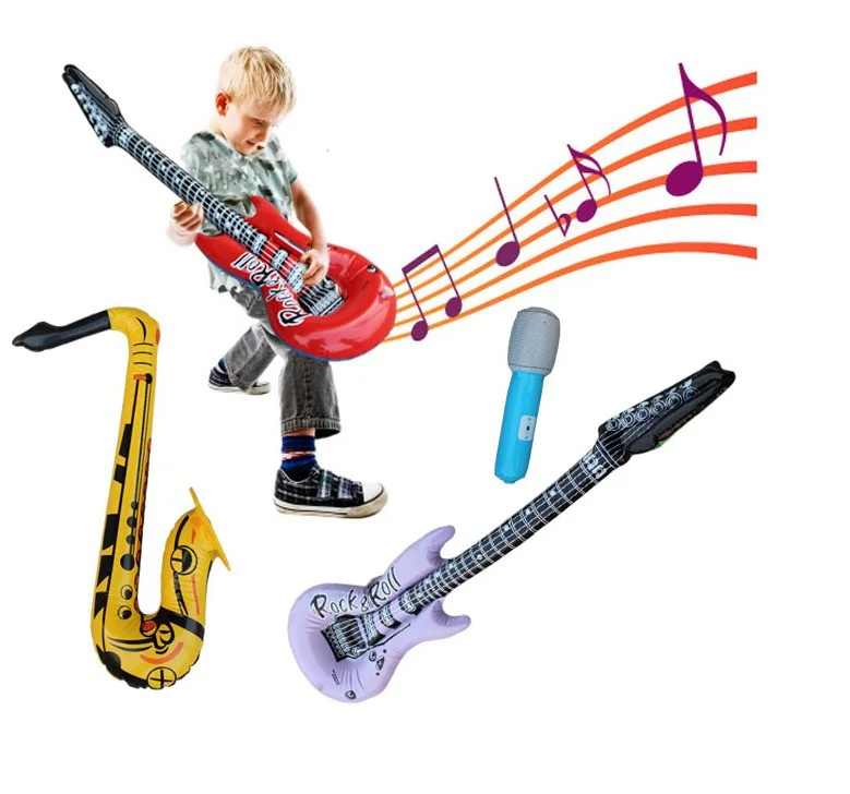 Красочные маленькие надувные игрушки для гитары из ПВХ детей цифровая печать модель с номером изделия