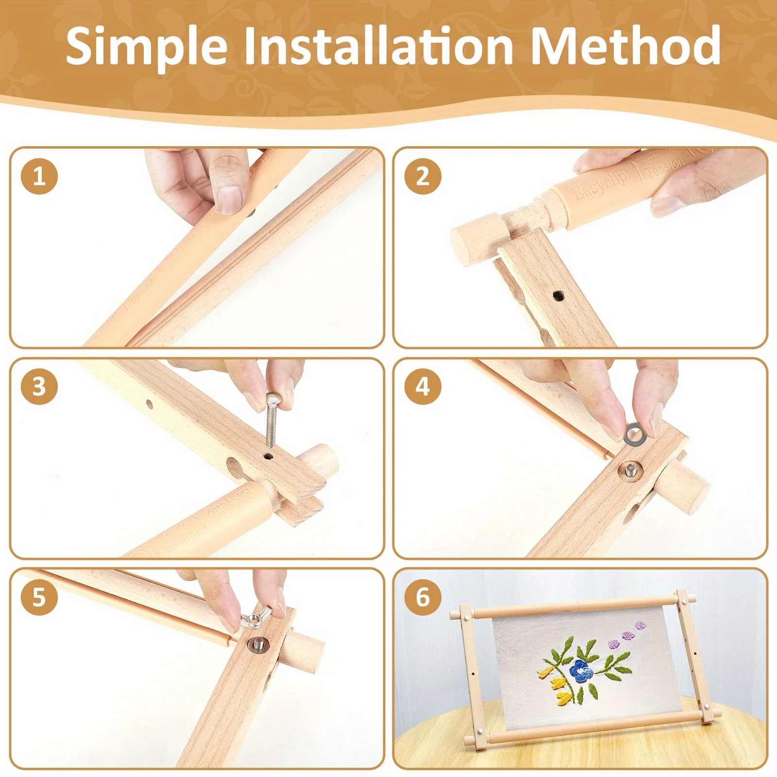 Embroidery Frame Tapestry Scroll Frame Beech Wood Cross Stitch Frame Stitching Square Tool For Embroidery 53.34x30.48cm