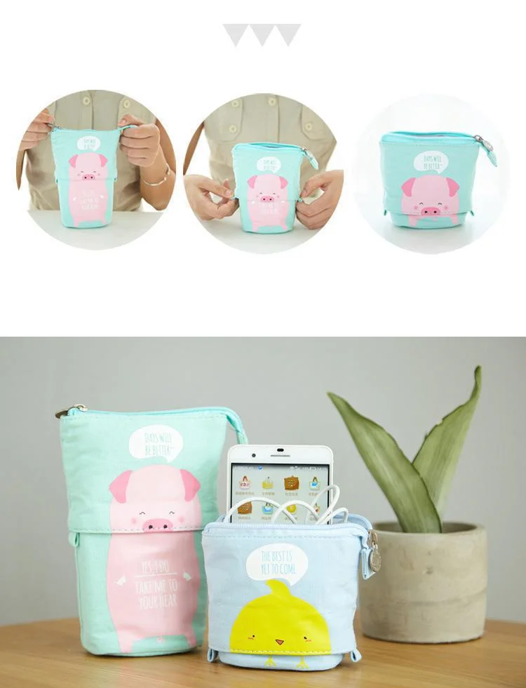 Cute Lamb Pencil Case Box School Kids Animal Shape Pencil Bags Winter Lamb Fabric