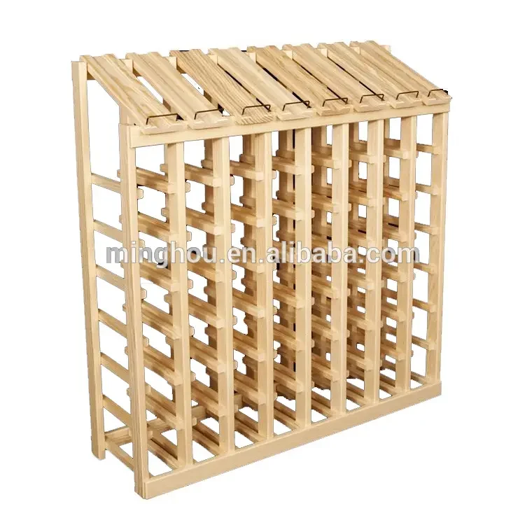 100 Bottle Solid Wood Wine display rack commercial Supermarket Wood Racks