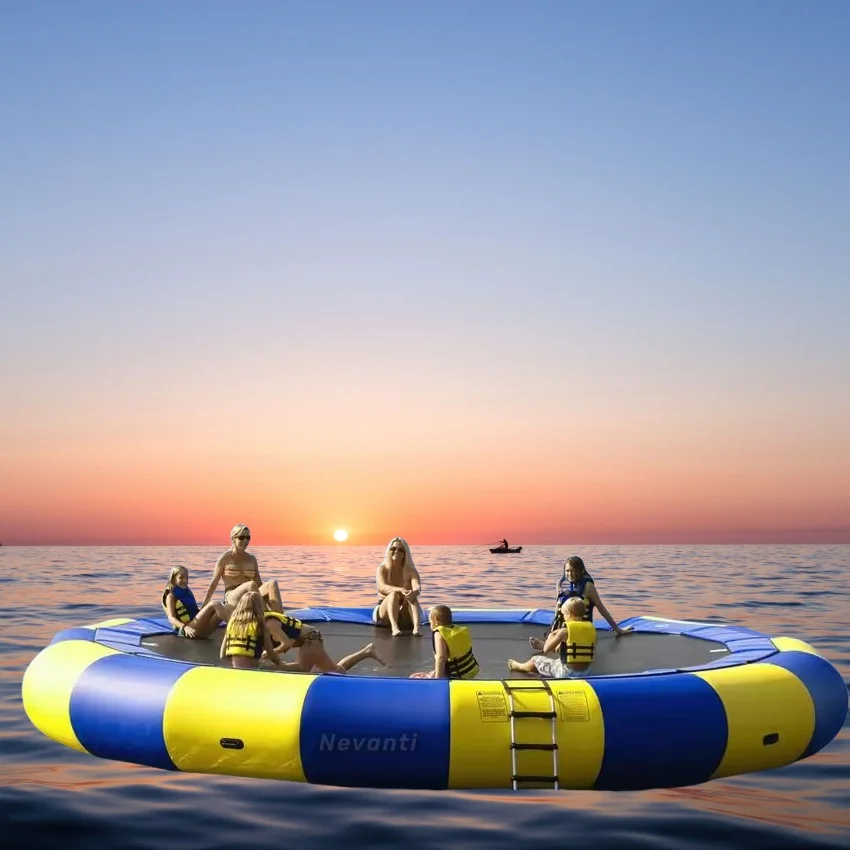 Funworldsport Outdoor Water Amusement Inflatable Jumping Trampoline Inflatable Water Play Toys for Kids