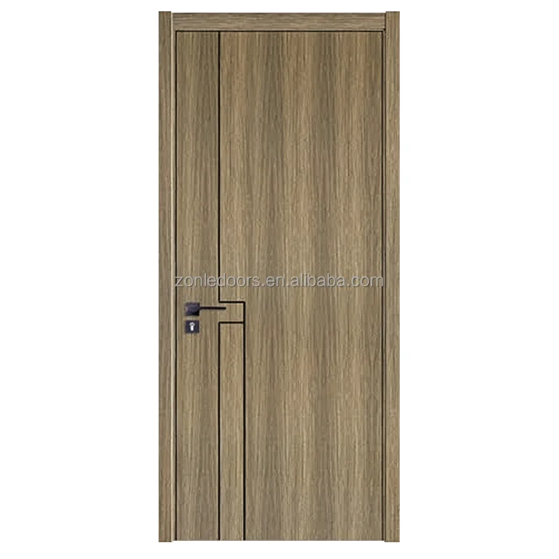 3-Panel Unequal Shaker White Primed Solid Core Wood Single Prehung Interior Door With Smart Lock