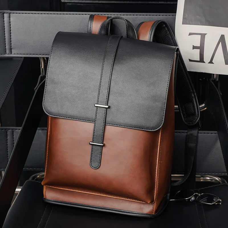 New Fashion Hot selling Man Multi-function PU Leather Backpack for school Waterproof Business trip Travel  Laptop