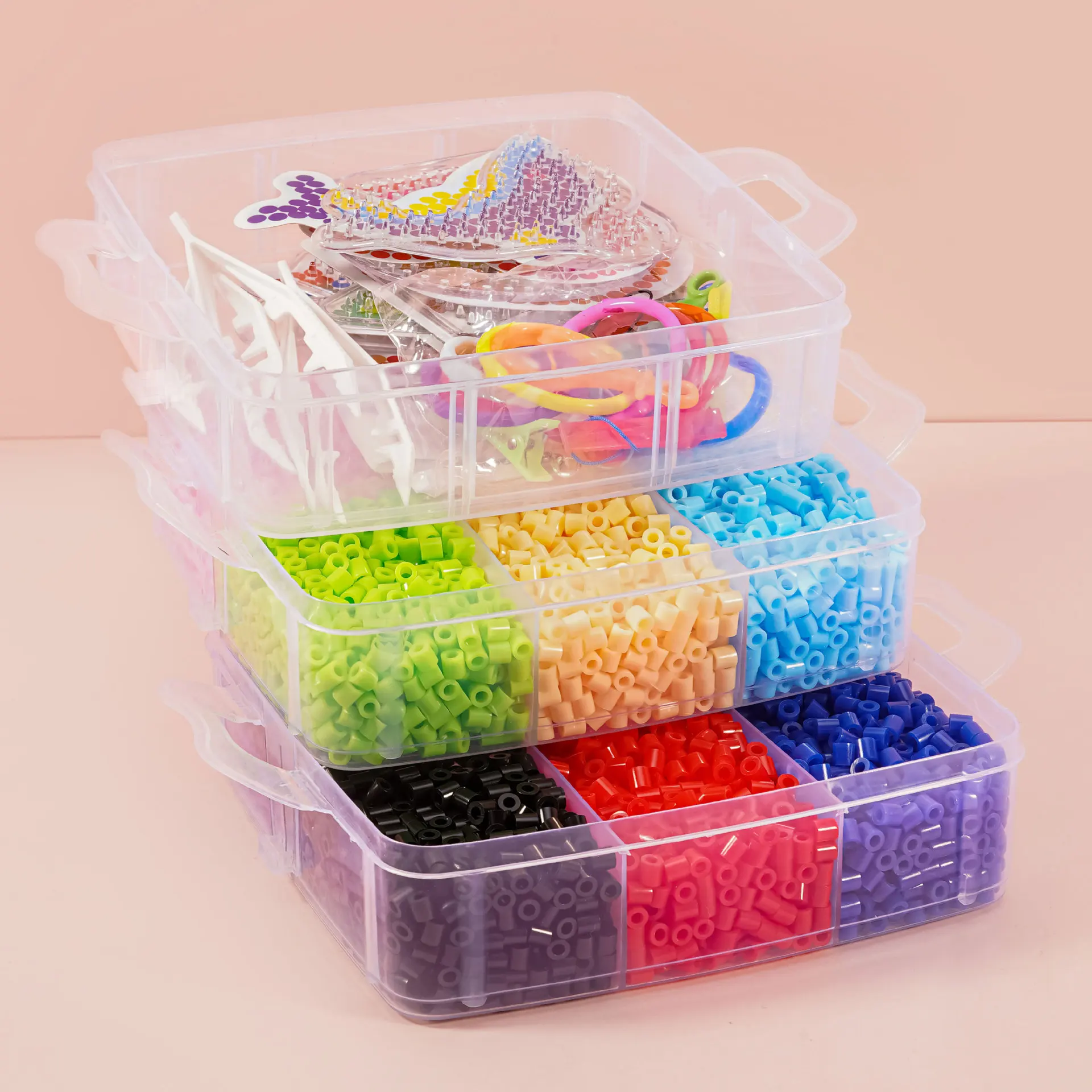 New Stock Arrival 9000pcs 5mm Fuse Beads Kit 3-Layer Packing Craft Kit Ironing Beads For Kids Cultivate Hands-On Ability Gift