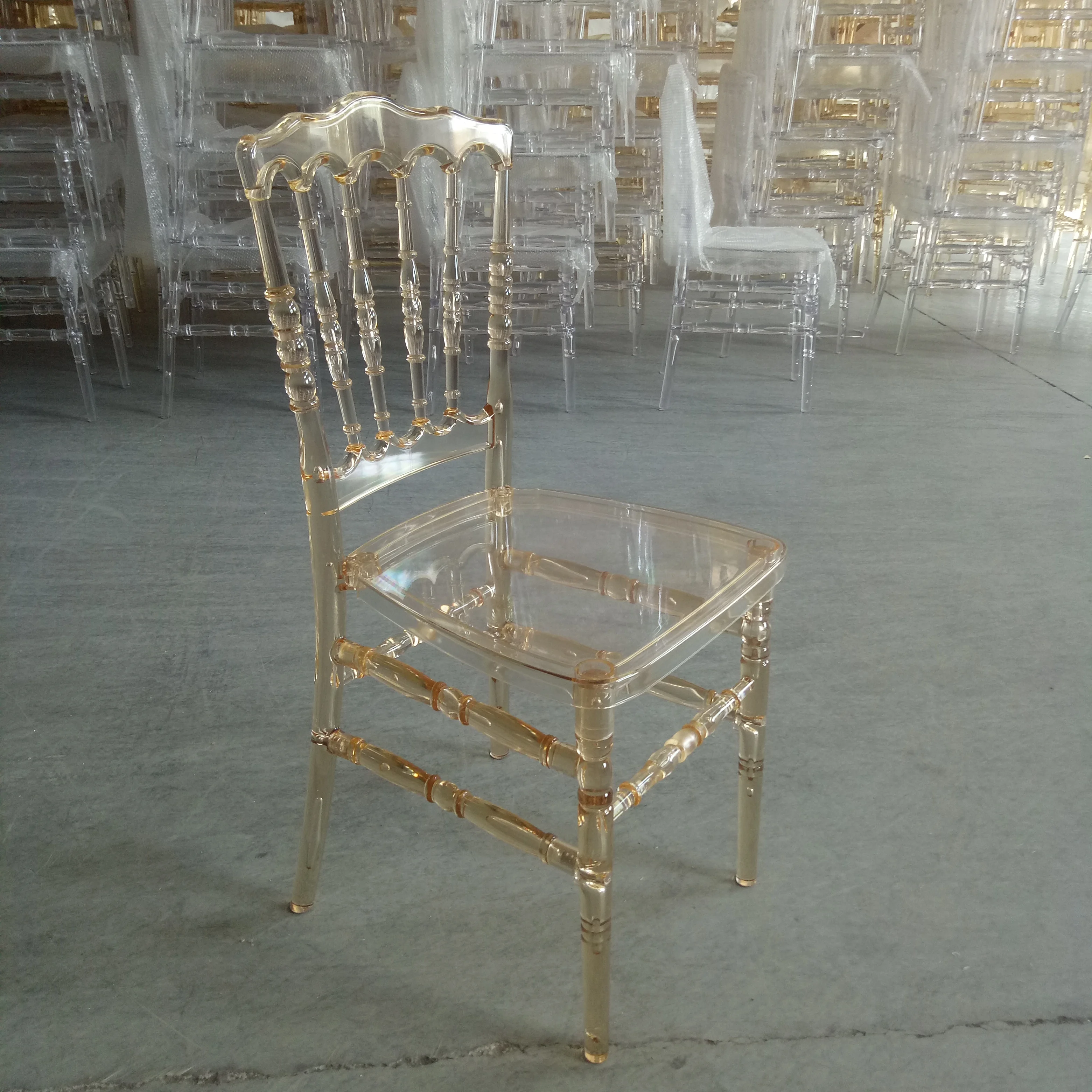 Hot sale Golden Amber Resin Napoleon Chairs for Wedding Rental