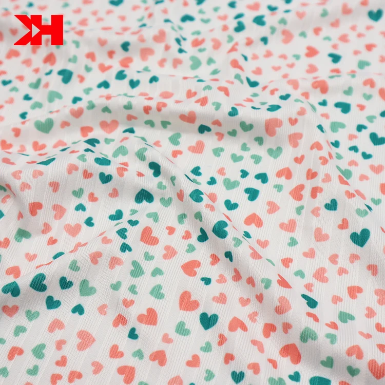 Kahn high quality digital custom printed fabric polyester digital printing on rib fabric