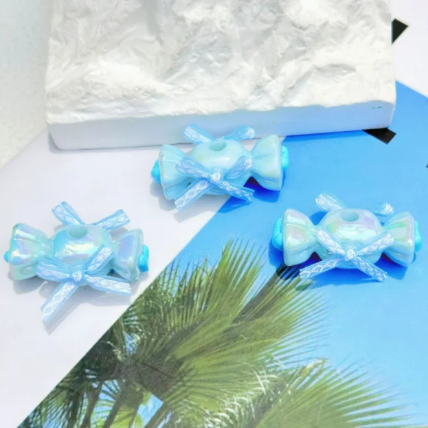 Candy Bow Plastic Hand Painted Beads Pen Bead Loose Beads For DIY Phone Chain Bracelet Making