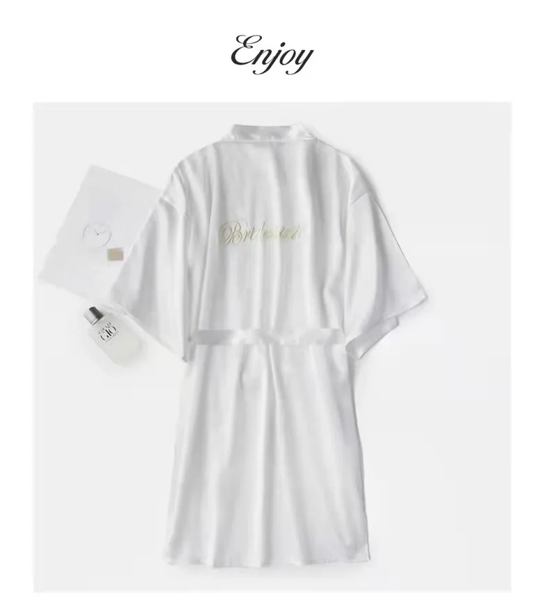 FS240 Wedding Party Team Bride Robe With Black Letters Satin Pajamas Bridesmaid Rose Gold Pink Bathrobe girls women lucky day