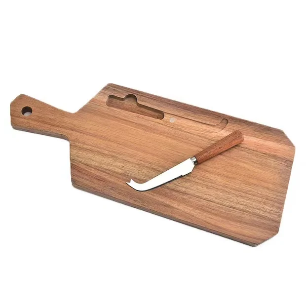 high quality professional  acacia wood cheese cutting board with and knife set wood bamboo handle