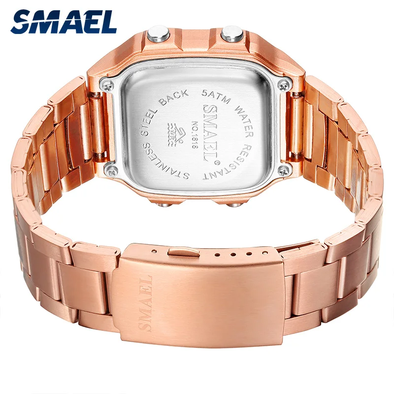 
SMAEL square steel strap waterproof 3ATM japan movement military wrist watch men 