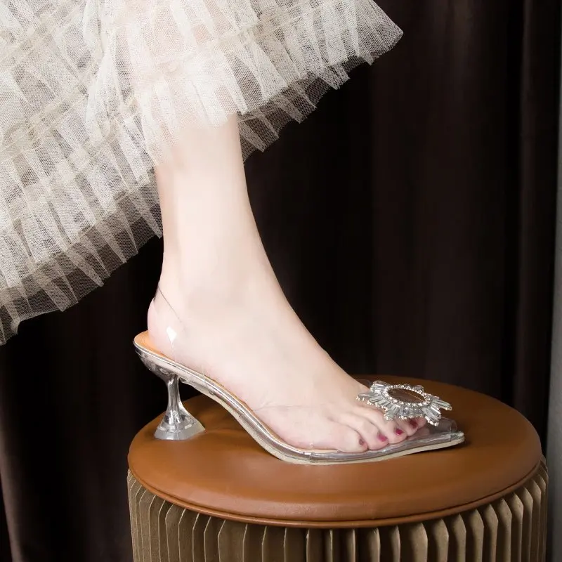 Women Sexy Heels Pointed Toe Rhinestone Shaped Women Street Party Office Pumps Shoes Wholesale
