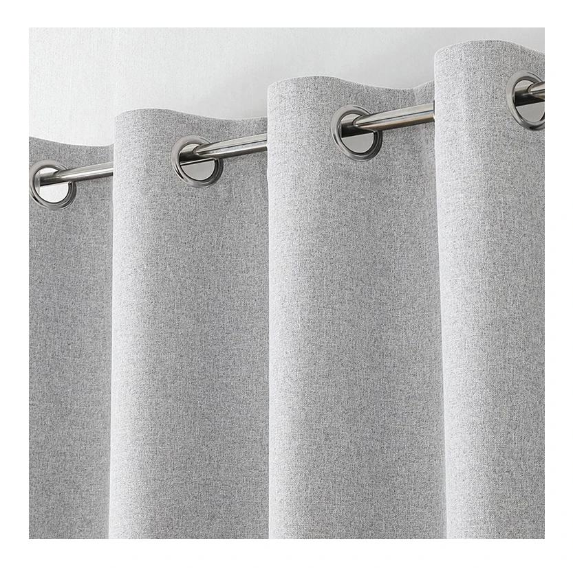Wholesale Modern Eyelet Black Out Linen Insulated Solid drapes 100% Blackout fabric bedroom Living Room Window Curtains