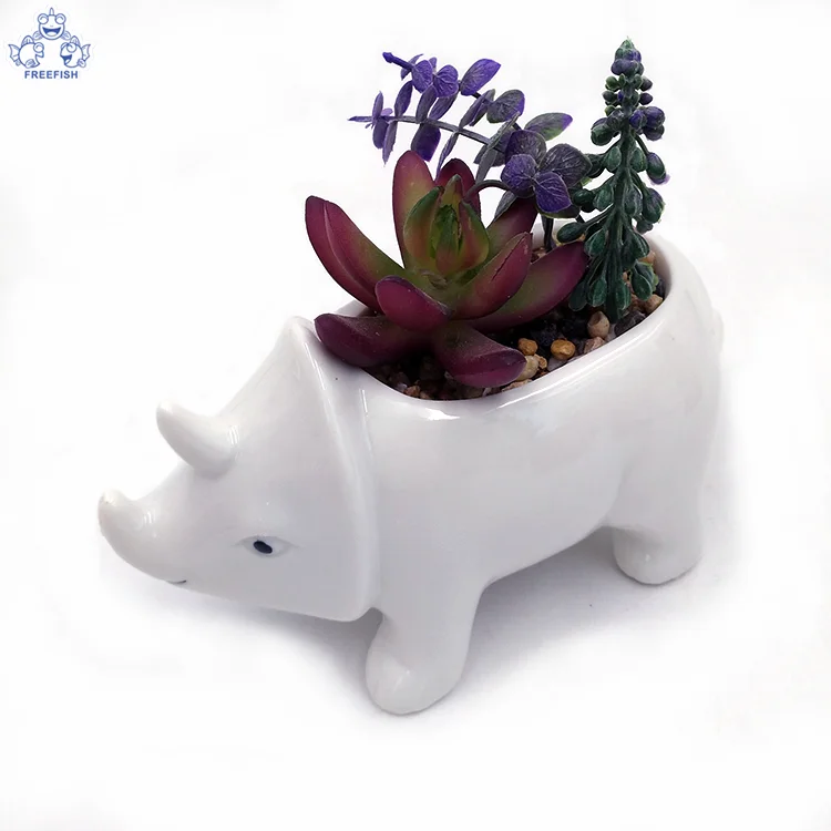 Animal Ceramic Succulent Planters/ Small Cactus Pots with Drainage Hole Cute Gift Backyard Animals