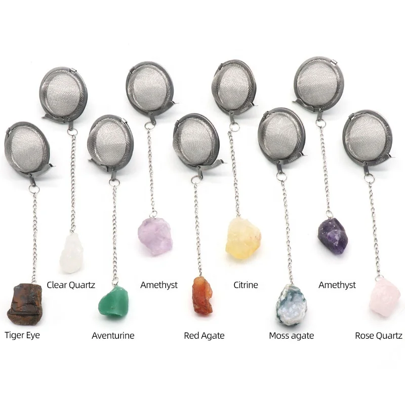 304 stainless steeper steel tea ball strainer  infuser with crystal agate stone Tea Steeper