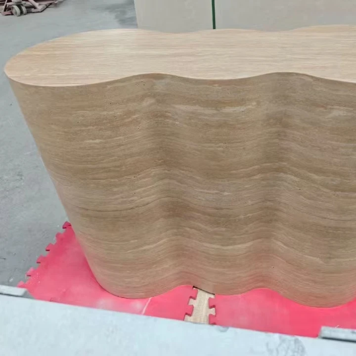 Direct Manufactory Price Unique Design Travertine Round Pear Patterned Coffee Table For Living Room Furniture Decoration