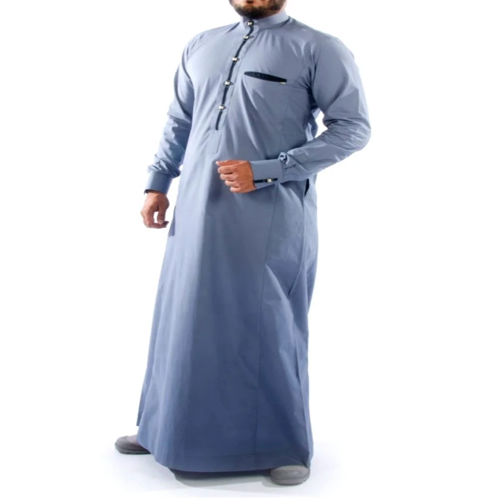 Latest Design Cufflinks Thoub Alnoor Elegant Arabic Robe Casual Long Sleeve Muslim Eid Thobe Islamic Clothing For Youth and Man