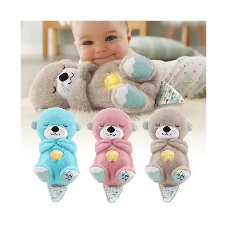 Custom sea animal cute baby toy peluche nutria breathing doll sleeping otter plush toy