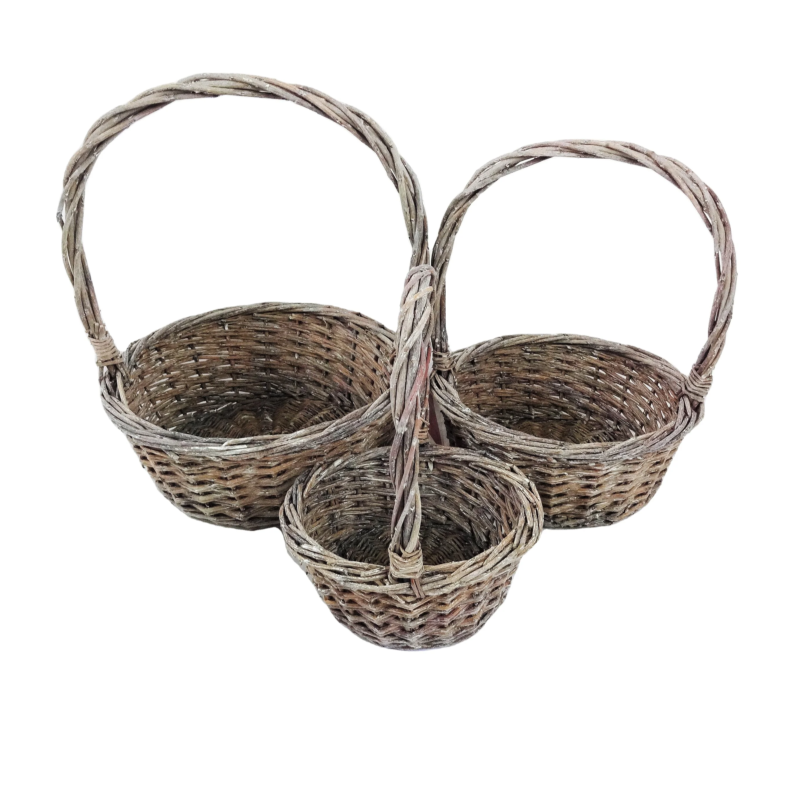 2021 hot selling Fruit basket, flower basket, natural color shopping wicker basket Wicker storage basket with cloth lining