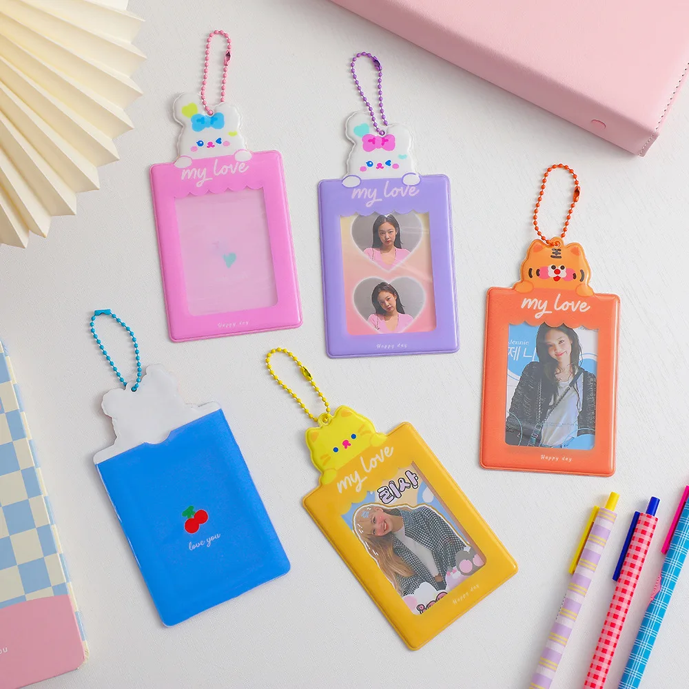 Cartoon transparent ins student cardholder girl cute little tiger rice card cover star chasing girl three-inch star cardholders