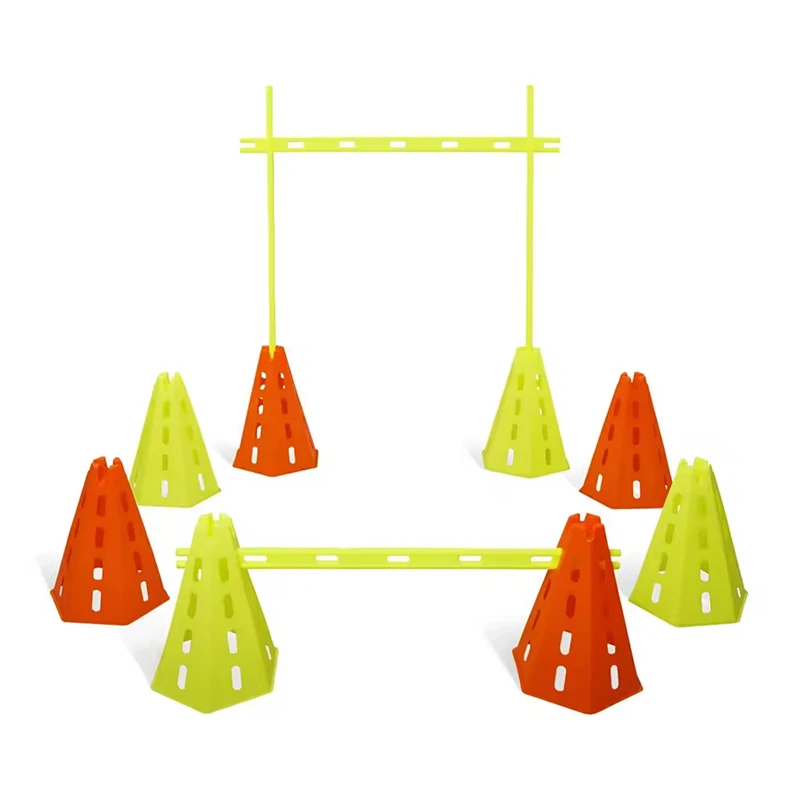 BunnyHi ZA004 Pet Dog Training Equipment Dog Agility Hurdle Cone Set Include 8 Agility Cones 4 Agility Rods for Dog