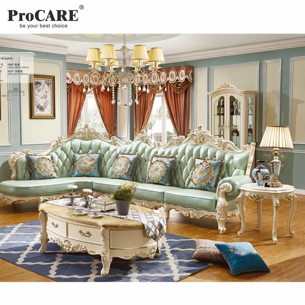 China supplier pure leather chinioti button tufted upholstered 5 seater corner sofa set