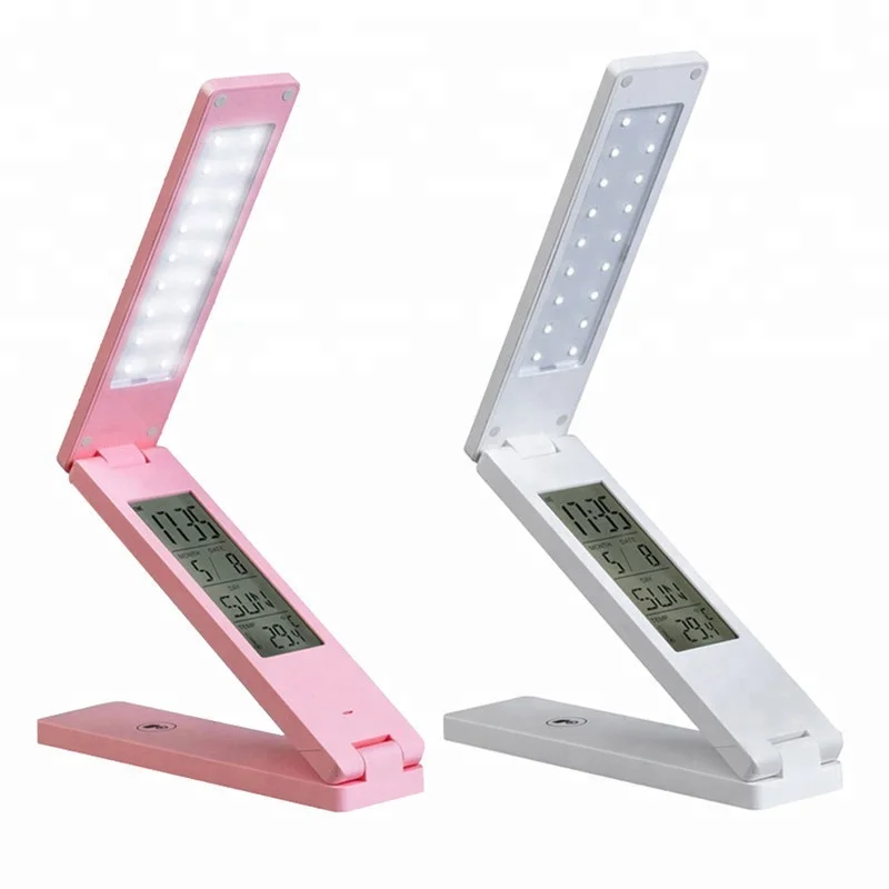 Hot Sales Portable foldable book light battery operated usb charging led table lamp with calendar display