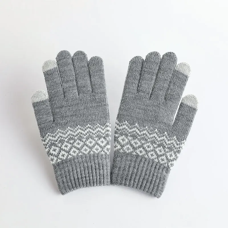Wholesale knitted touch screen gloves for winter warmth protection with plush wool and warm gloves