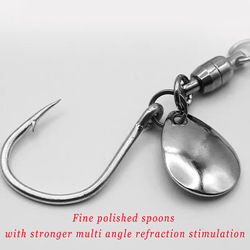 TAKEDO Stainless Steel Jig hook Double Bearing Swivel 1/0  2/0 3/0 5/0 Single Fishing Hooks With Spoon For Spanish Mackerel Bass