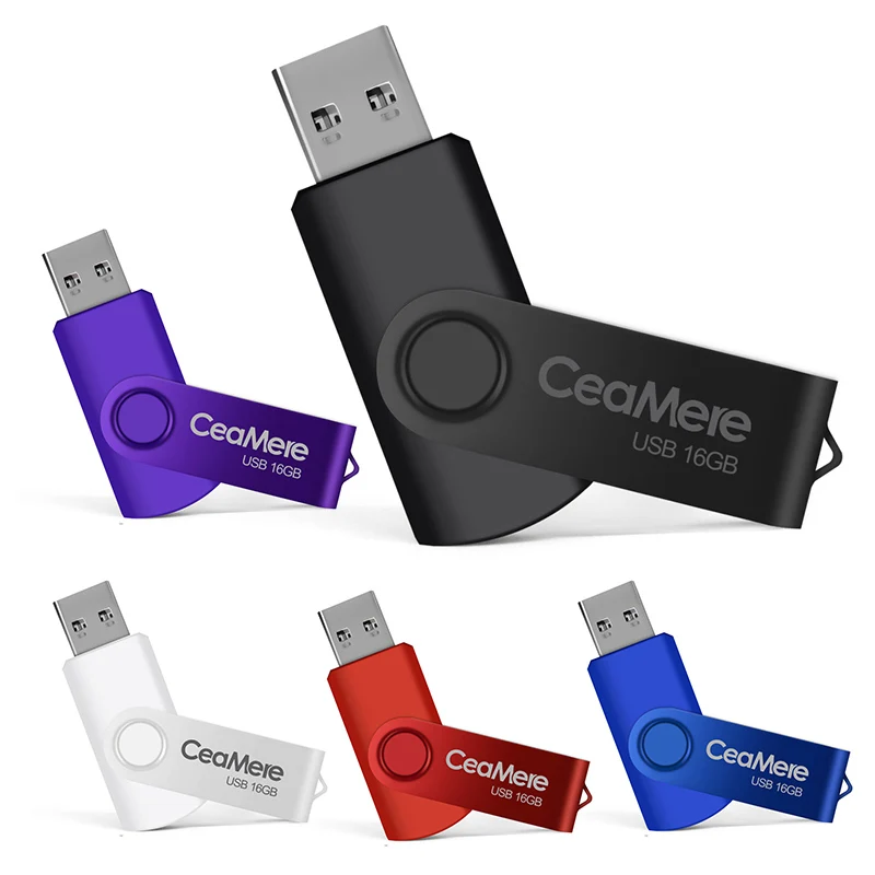 Ceamere C14 Bulk Swivel Metal USB 2.0 3.0 Flash Pen Drives Stick 2GB 8GB Flash Memory Stick 64GB 32GB 16GB Custom Logo Pendrive