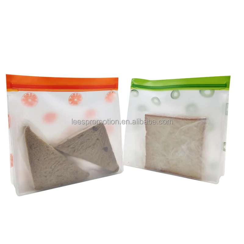 Free Sample Eco Friendly Leakproof Ziplock Bags Reusable Freezer Liquid PEVA Silicone Food Storage Bag
