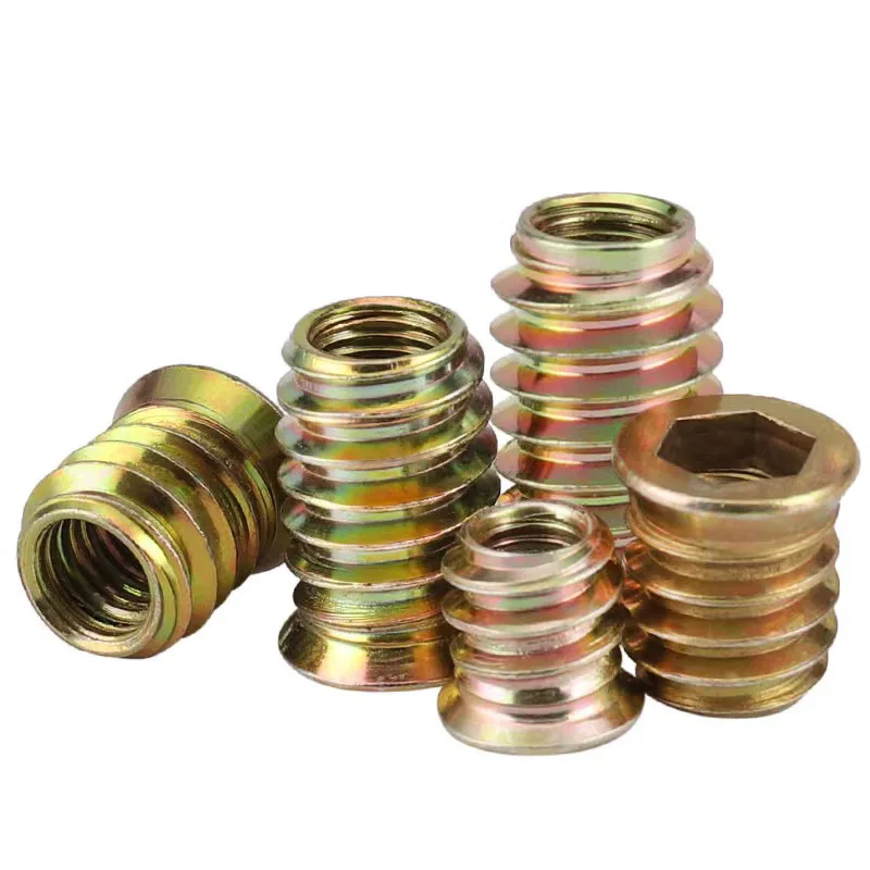 M6 M8 M10 Carbon Steel Hexagon Hex Socket Drive Head Threaded Embedded Insert Nut For Wood Bed Cabinet Table Furniture