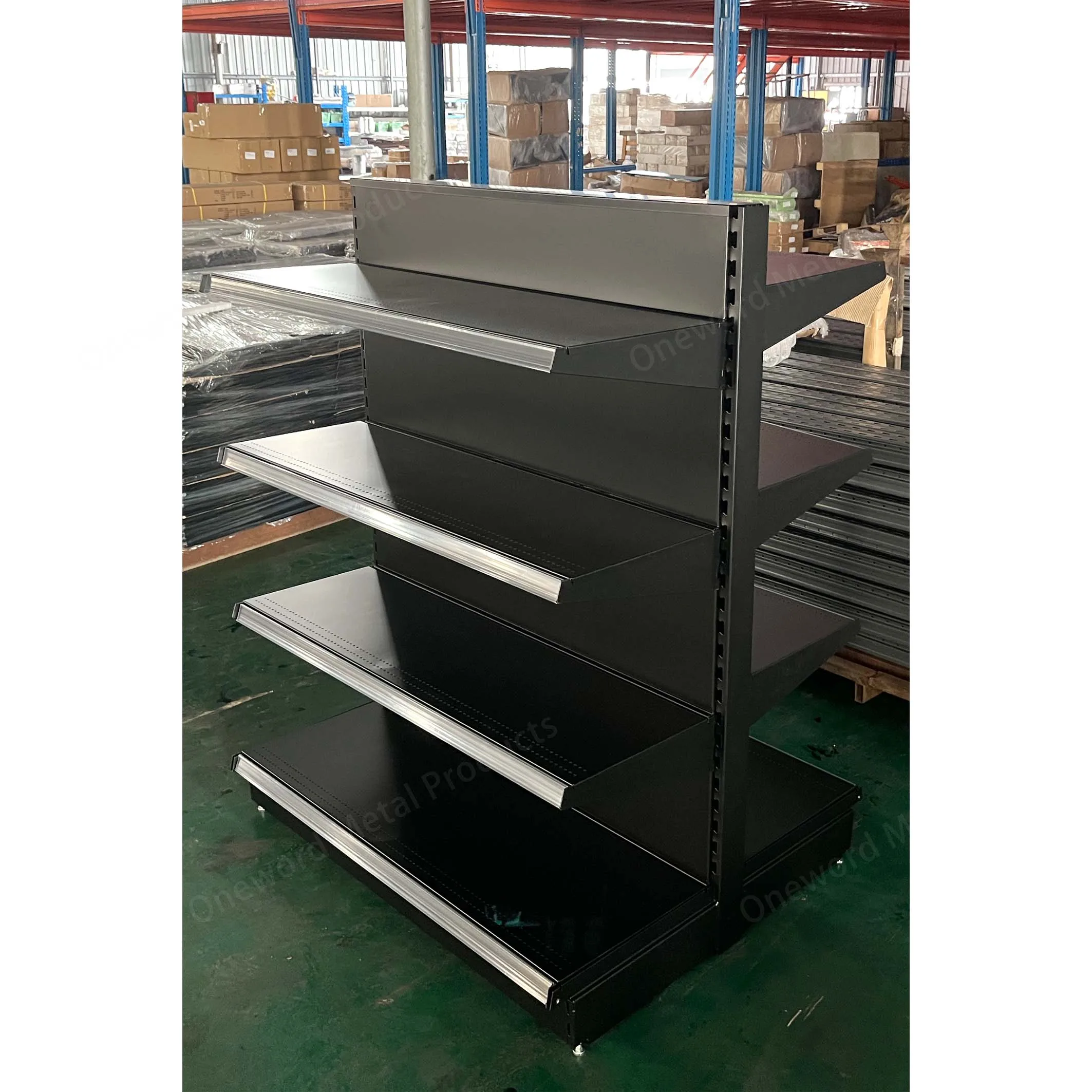 Convenience Store Gondola Metallic Material And Double-Sided Grocery Shelves Supermarket Shelf Display Store Racks Shelf
